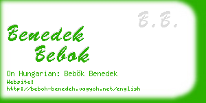 benedek bebok business card