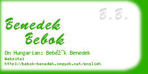 benedek bebok business card